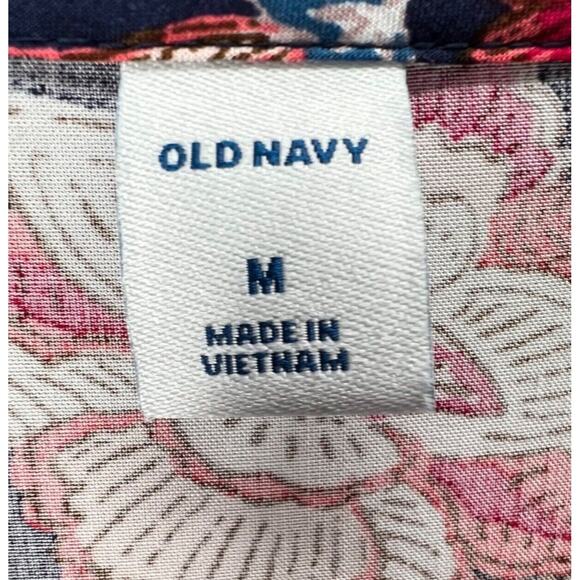 Old Navy Dress Womens Medium Blue Floral Rayon Boho Long Sleeve Mini Keyhole NEW - Picture 13 of 14